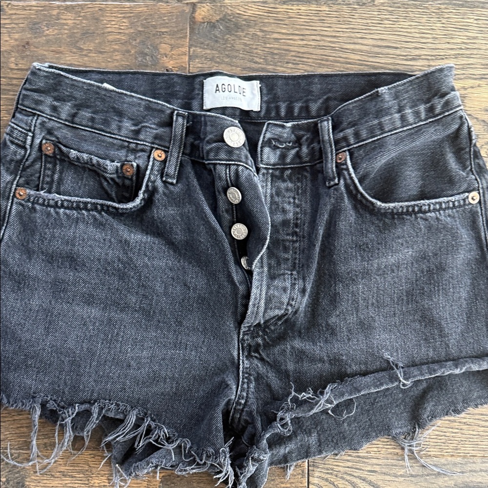 Agolde Charcoal Denim Cutoff Shorts